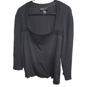 Cable & Gauge Women's Sz XL Black‎ 3/4 Sleeve  Square Neck Tunic